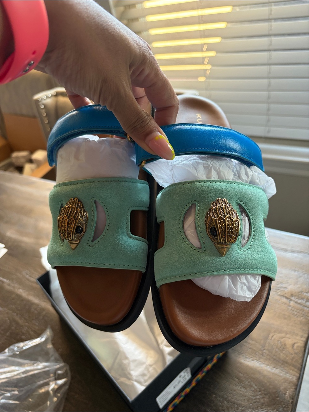Kurt Geiger eagle cut out slide
